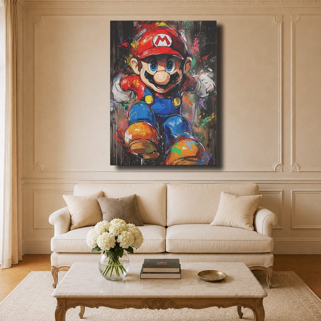 Manga Tableau Salon Mario Art Peinture Giclée