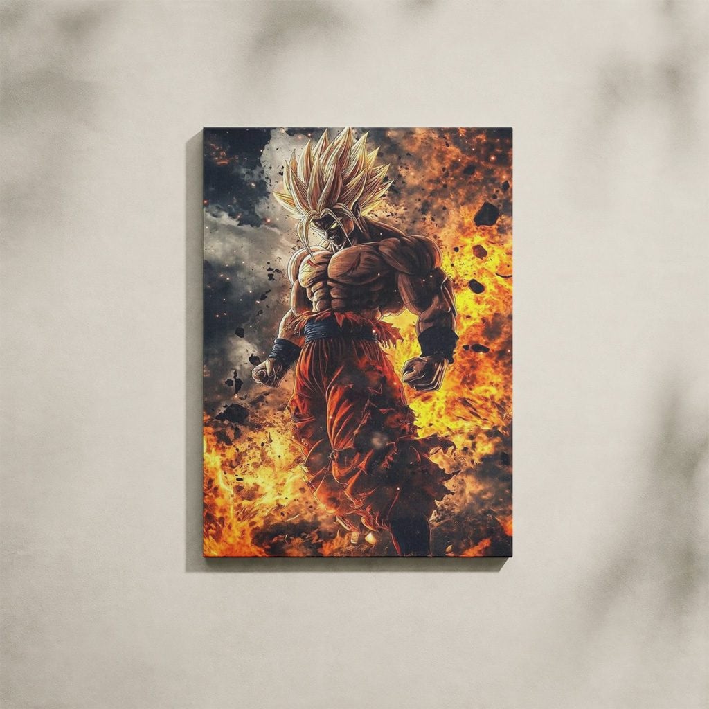 Manga Tableau Salon Super Saiyan Goku Explosion De Feu