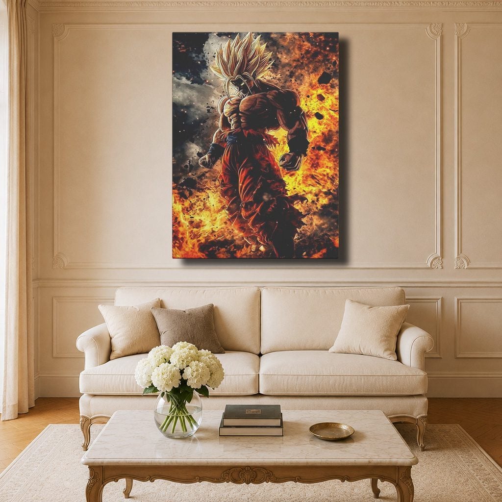 Manga Tableau Salon Super Saiyan Goku Explosion De Feu