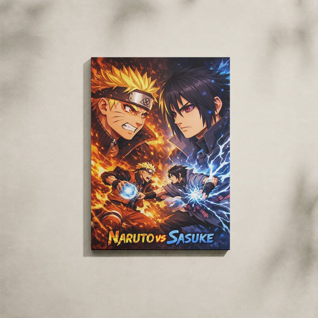 Manga Tableau Salon Naruto Vs Sasuke Feu Et Foudre Poster