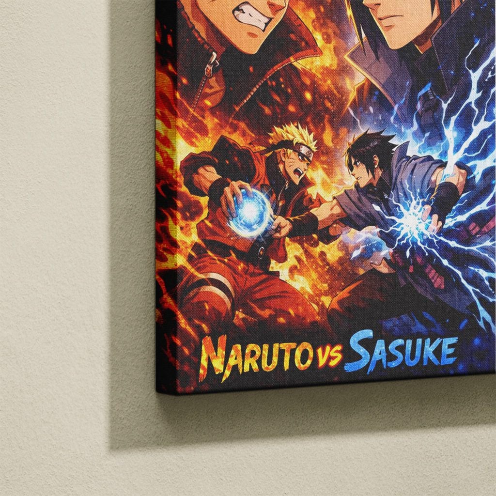 Manga Tableau Salon Naruto Vs Sasuke Feu Et Foudre Poster