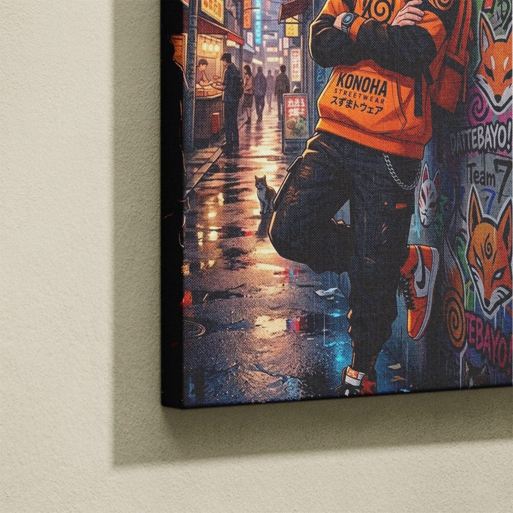 Manga Tableau Salon Naruto Streetwear Hoodie Ville Néon