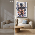 Manga Tableau Salon Goku Transformation Fumée Éthérée