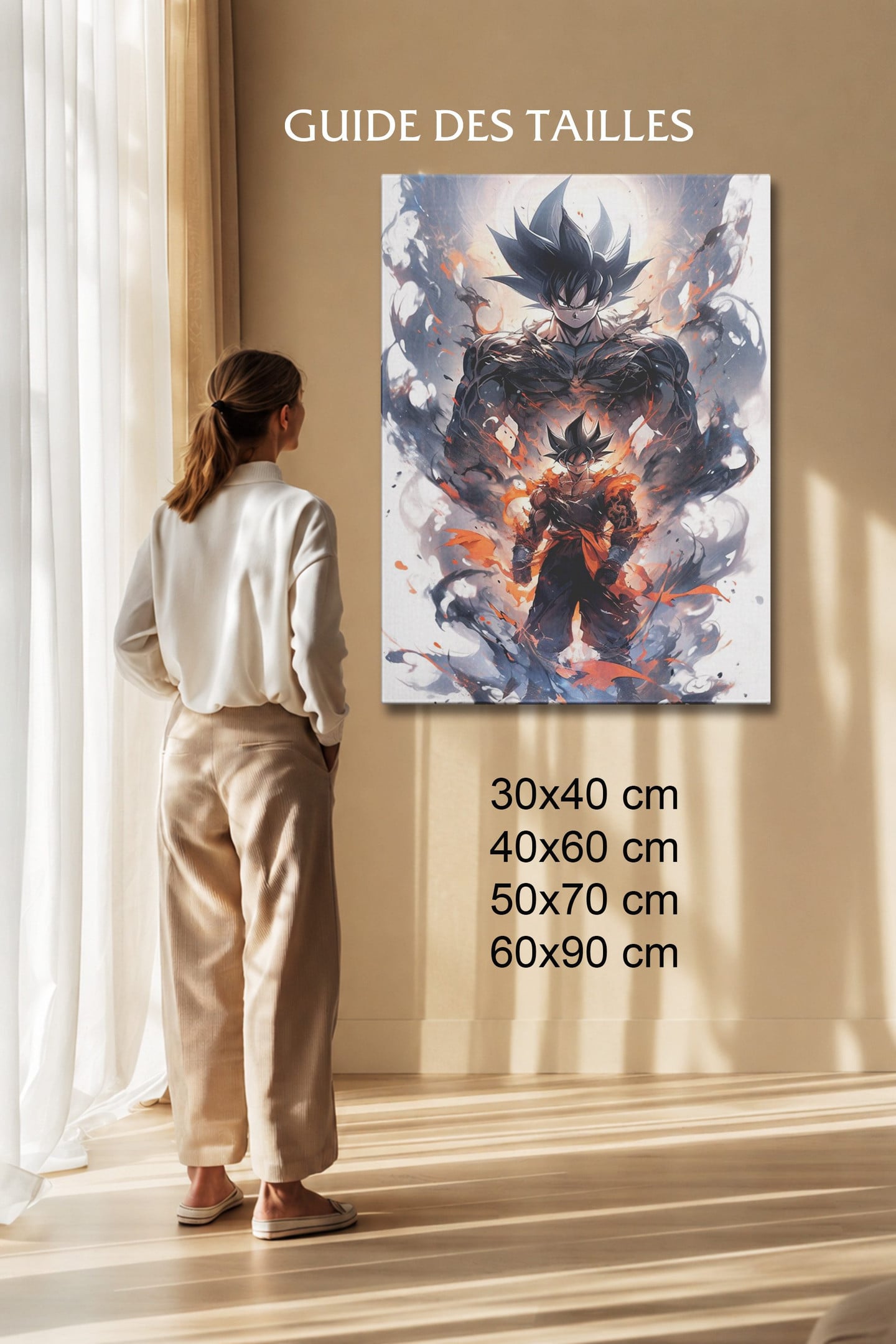 Manga Tableau Salon Goku Transformation Fumée Éthérée