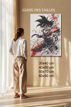 Manga Tableau Salon Goku Éclaboussure d'Encre Rouge