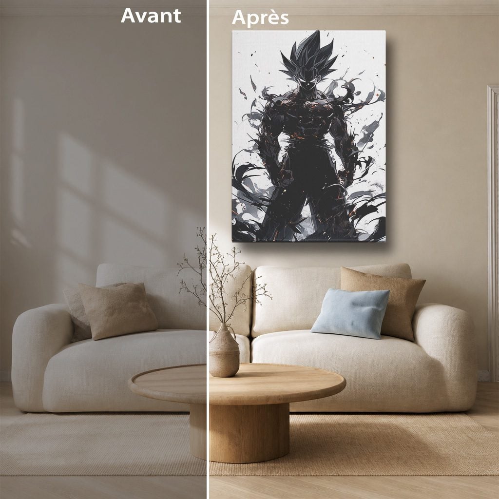 Manga Tableau Salon Goku Black Silhouette Éclaboussure d'Encre