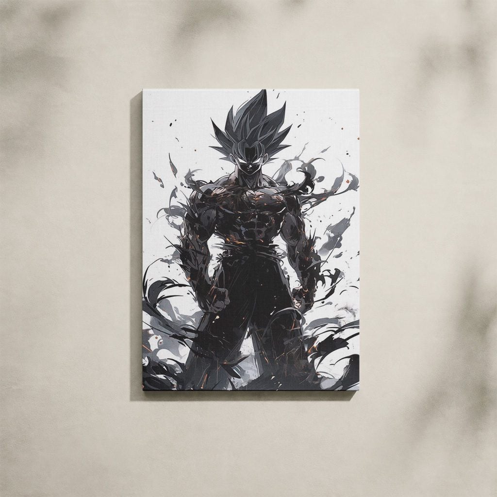 Manga Tableau Salon Goku Black Silhouette Éclaboussure d'Encre