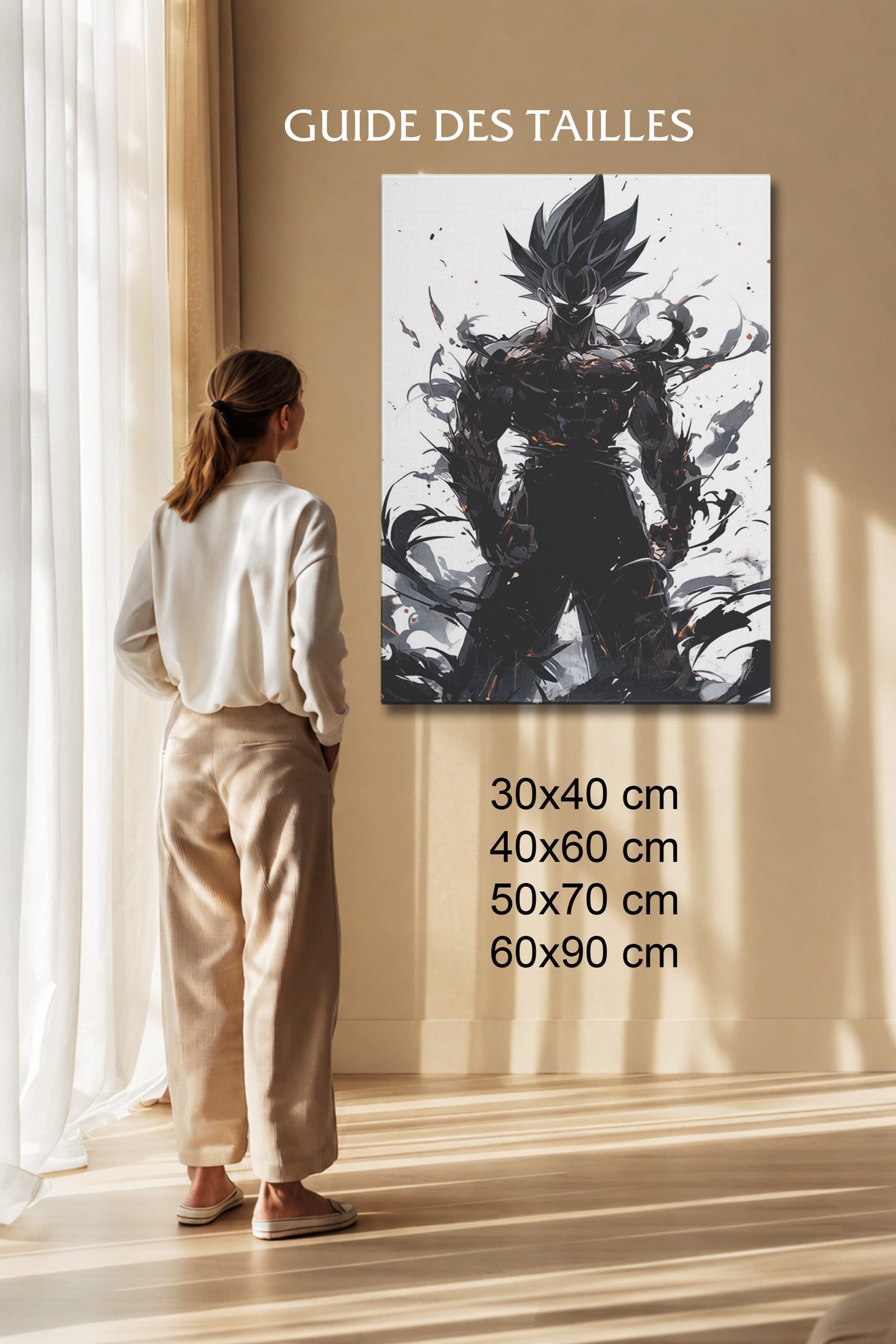 Manga Tableau Salon Goku Black Silhouette Éclaboussure d'Encre