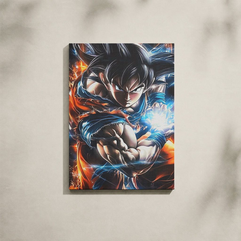 Manga Tableau Salon Goku Ultra Instinct Énergie Bleue