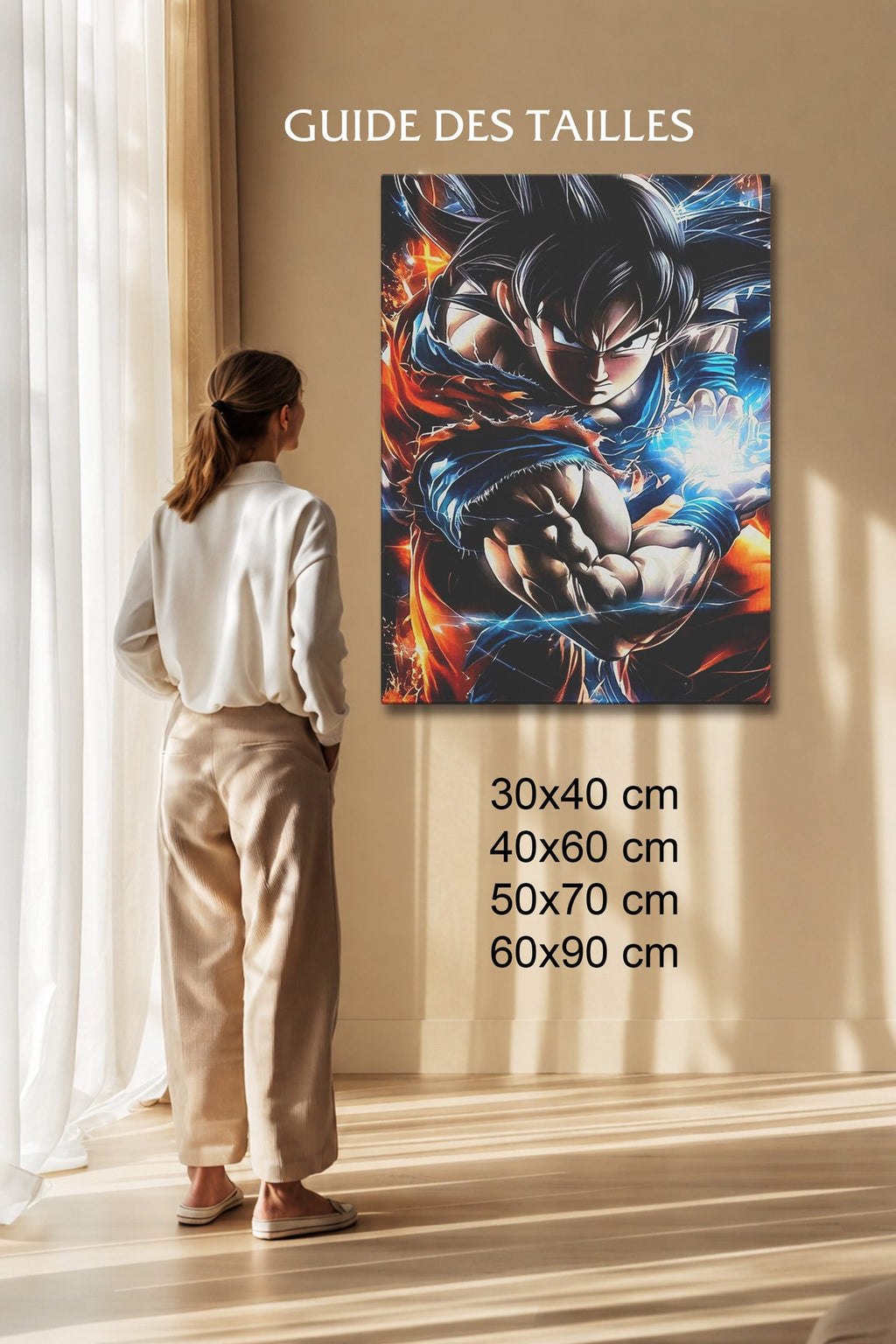 Manga Tableau Salon Goku Ultra Instinct Énergie Bleue