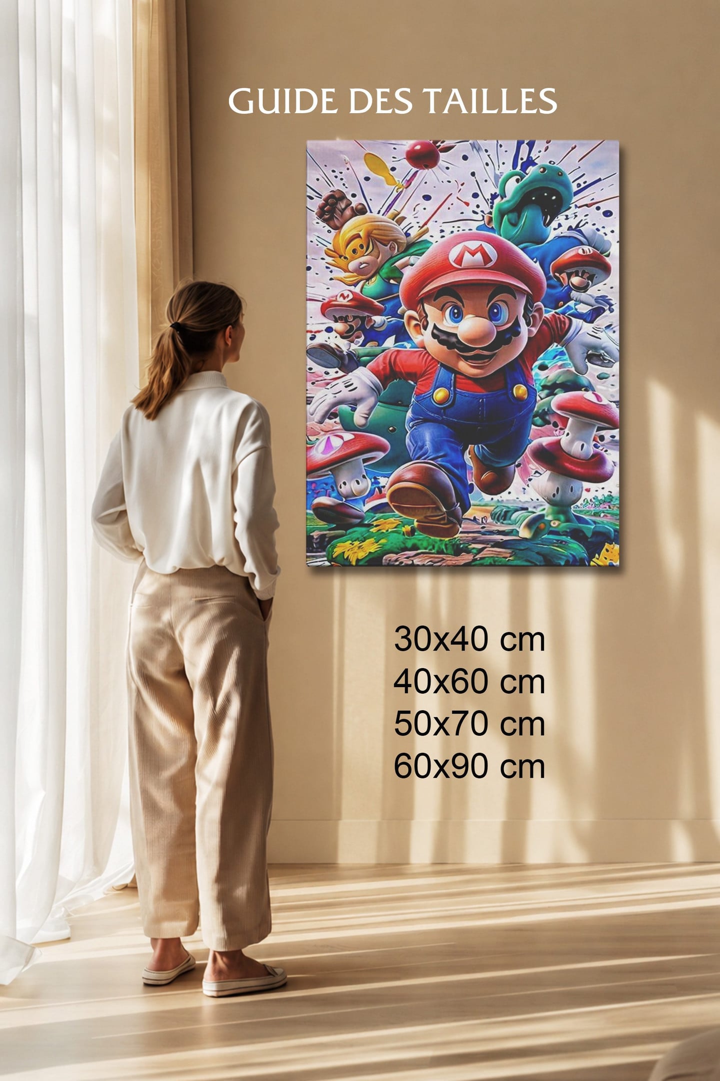 Manga Tableau Salon Mario Équipe Action 3D
