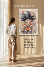 Manga Tableau Salon Goku Enfant Collage Vintage