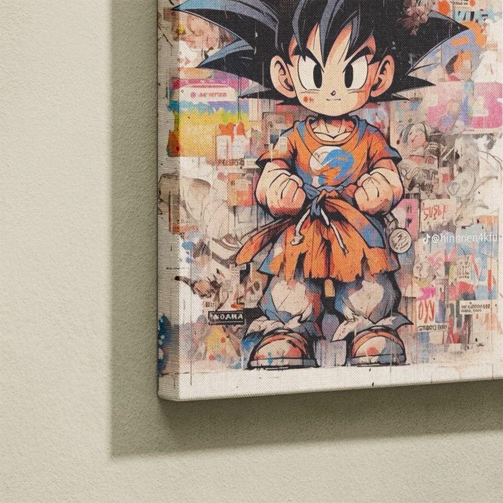 Manga Tableau Salon Goku Enfant Collage Vintage