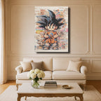 Manga Tableau Salon Goku Enfant Collage Vintage
