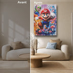 Manga Tableau Salon Mario Et Luigi Aquarelle Éclaboussée