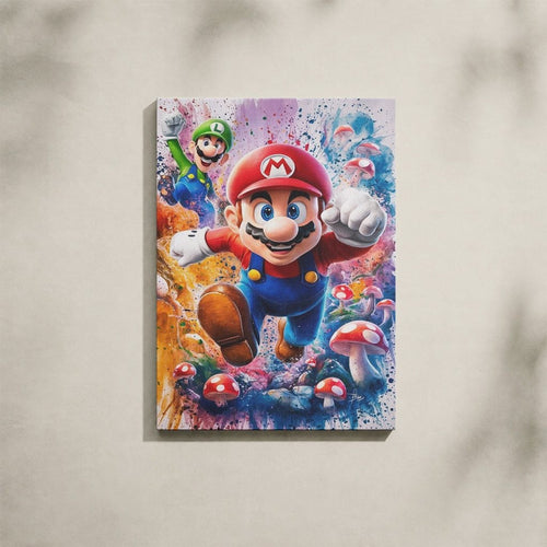 Manga Tableau Salon Mario Et Luigi Aquarelle Éclaboussée