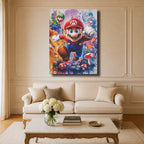 Manga Tableau Salon Mario Et Luigi Aquarelle Éclaboussée
