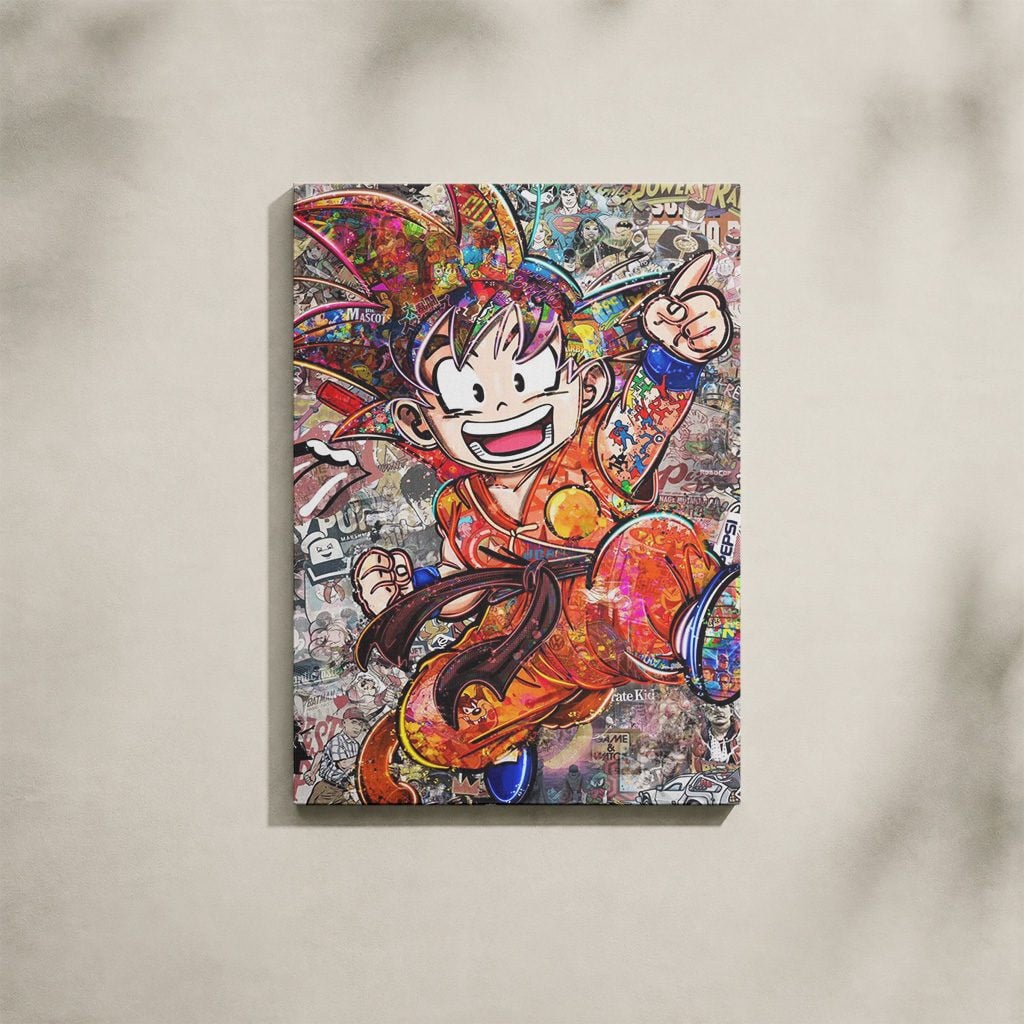 Manga Tableau Salon Goku Enfant Collage Pop Art