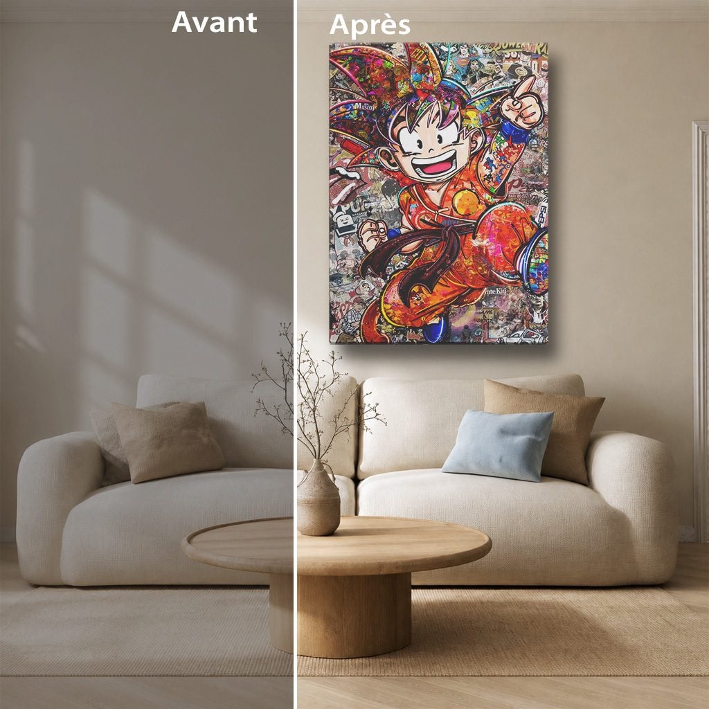 Manga Tableau Salon Goku Enfant Collage Pop Art