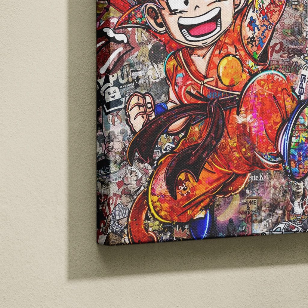 Manga Tableau Salon Goku Enfant Collage Pop Art