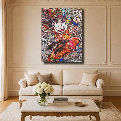 Manga Tableau Salon Goku Enfant Collage Pop Art