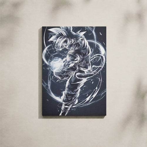 Manga Tableau Salon Goku Ultra Instinct Dessin Noir et Blanc