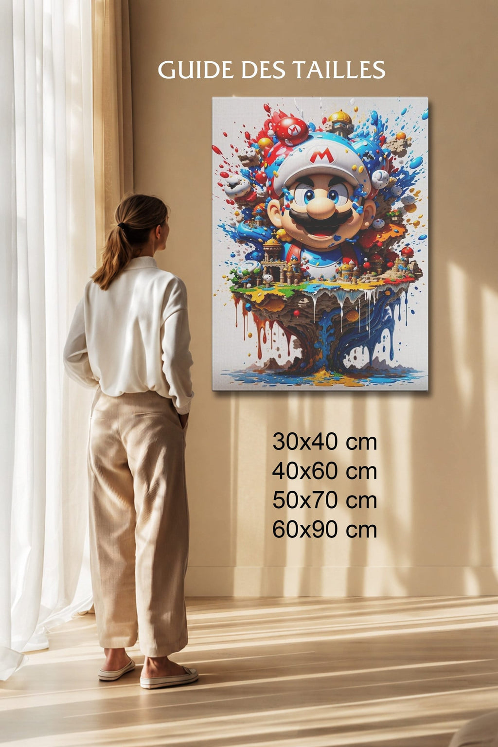 Manga Tableau Salon Mario Île Flottante 3D