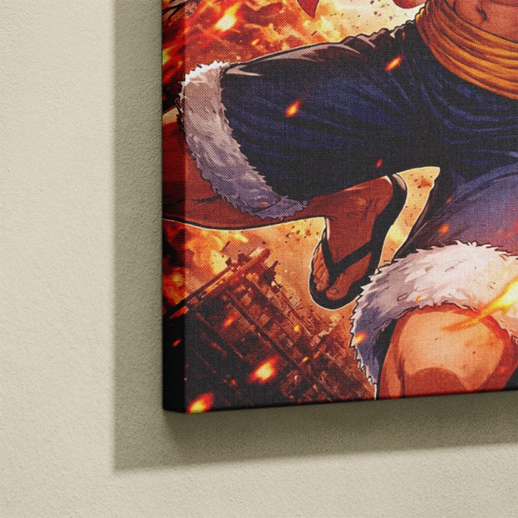 Tableau Manga Salon Luffy Poing de Feu Explosion Rouge