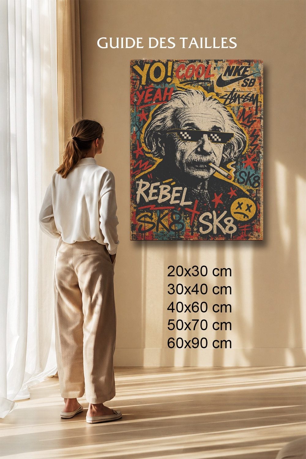 Tableau Pop Art Salon Einstein Thug Life Graffiti