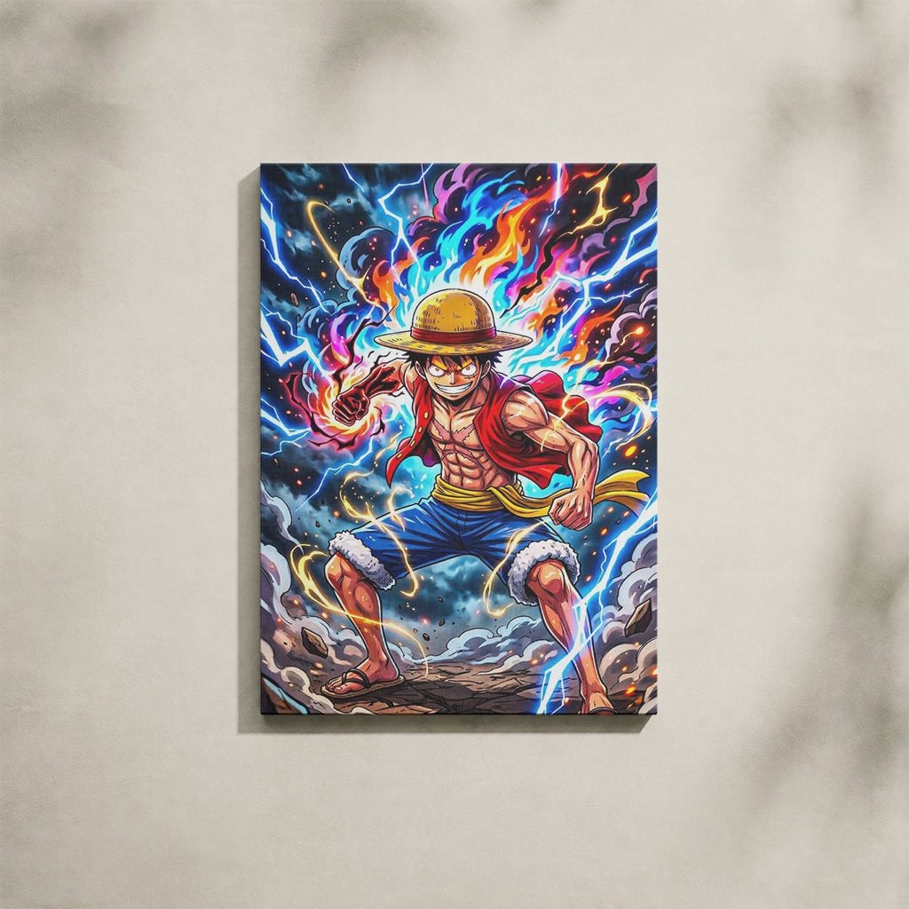 Tableau Manga Salon Luffy Gear 2 Poings Flammes