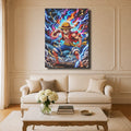 Tableau Manga Salon Luffy Gear 2 Poings Flammes