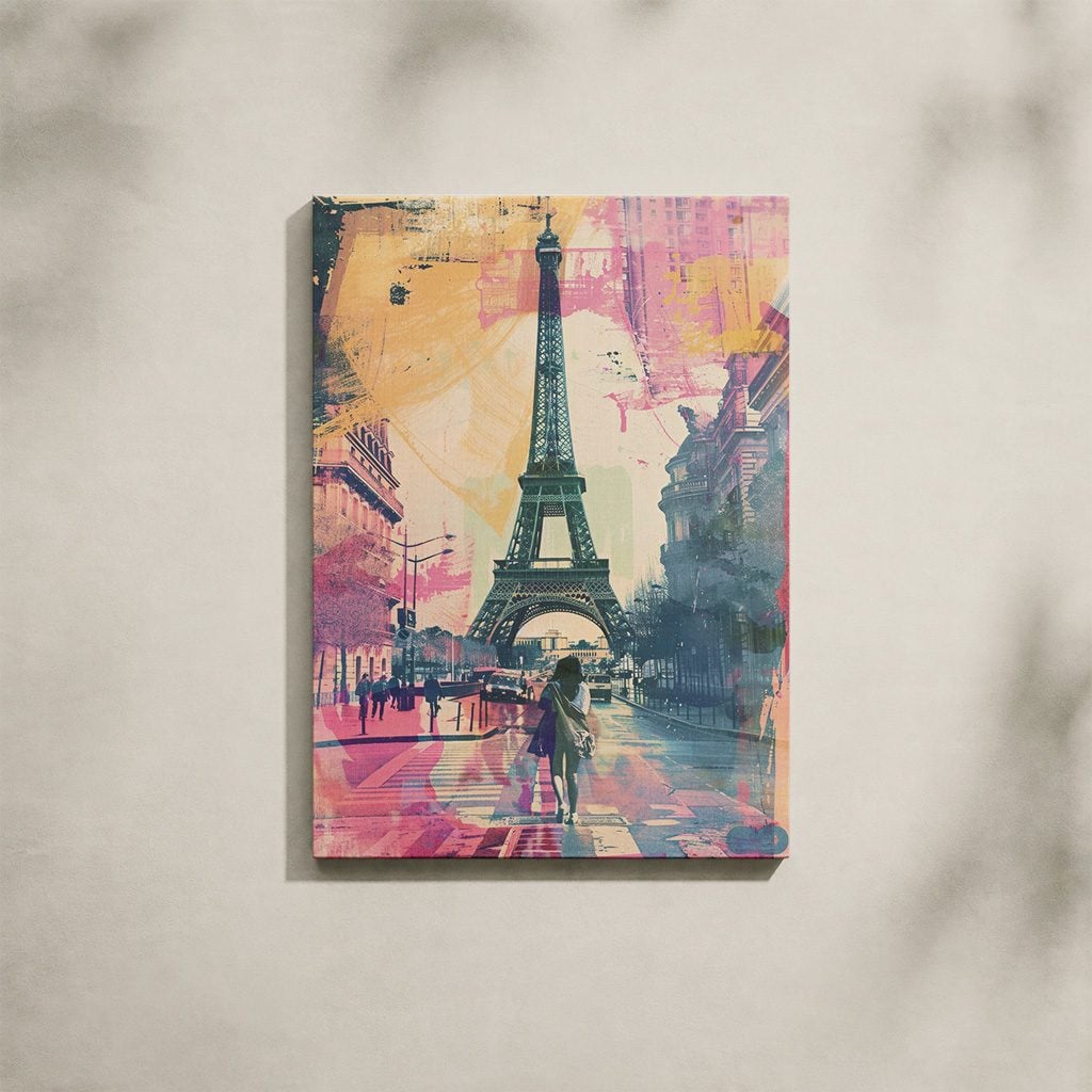 Tableau Paris Salon Tour Eiffel Illustration Mode Colorée