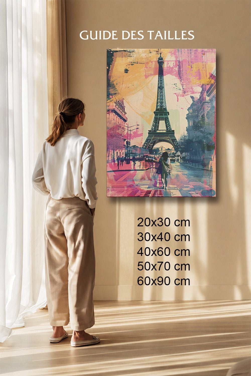 Tableau Paris Salon Tour Eiffel Illustration Mode Colorée