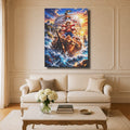 Tableau Manga Salon Luffy Going Merry Coucher de Soleil