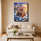 Tableau Manga Salon Luffy Going Merry Coucher de Soleil