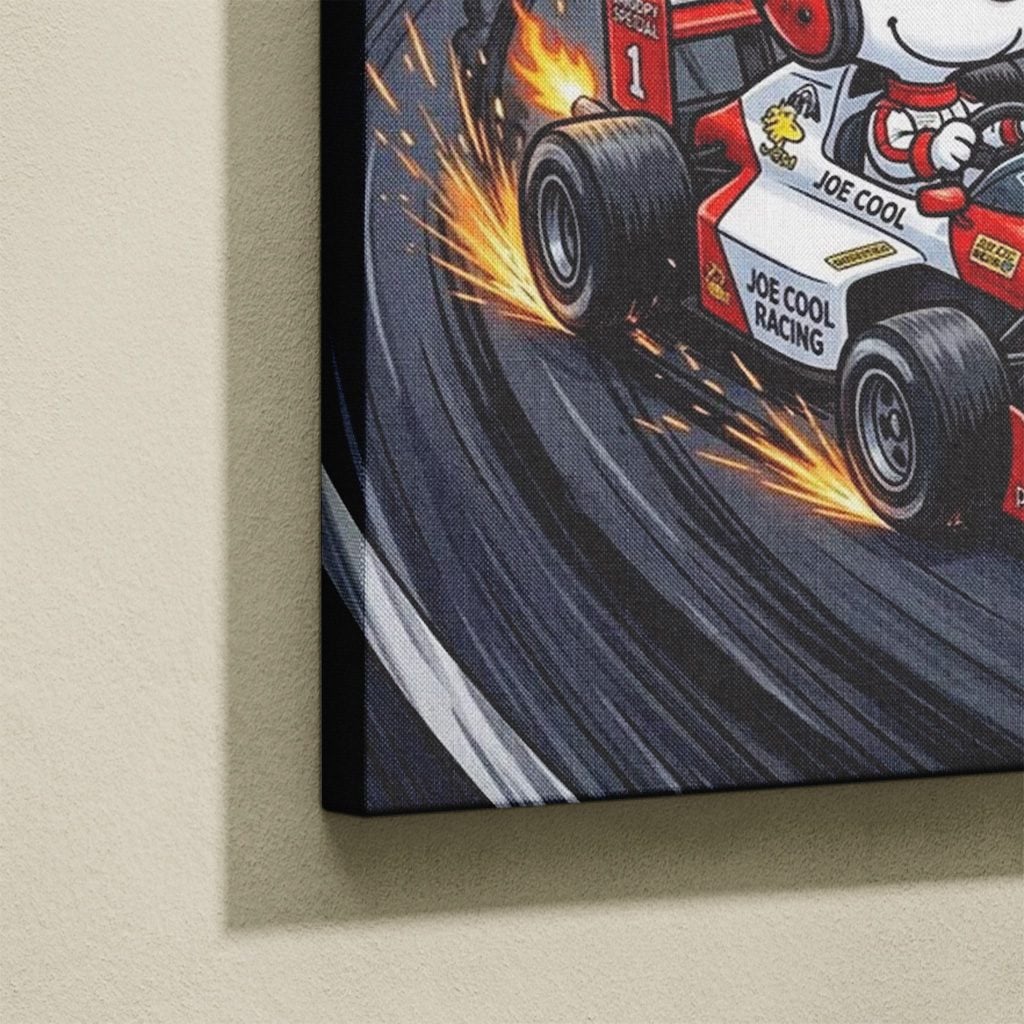 Tableau Cartoon Salon Snoopy F1 Circuit Dérapage