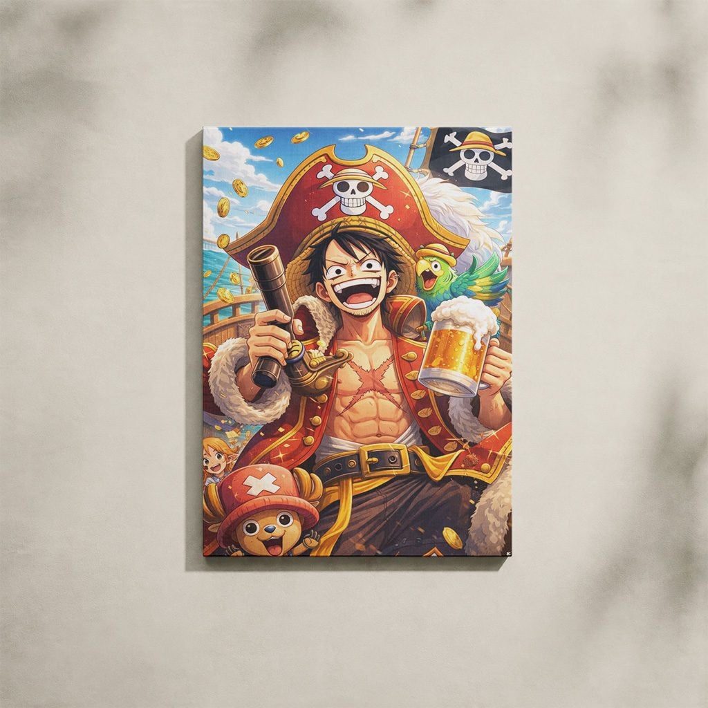 Tableau Manga Salon Luffy Roi des Pirates Chopper Bière