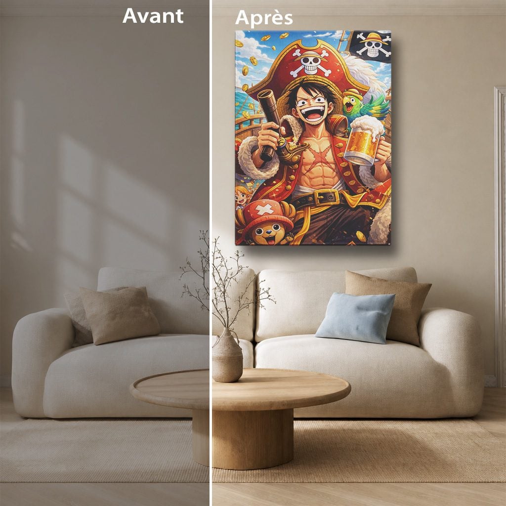 Tableau Manga Salon Luffy Roi des Pirates Chopper Bière