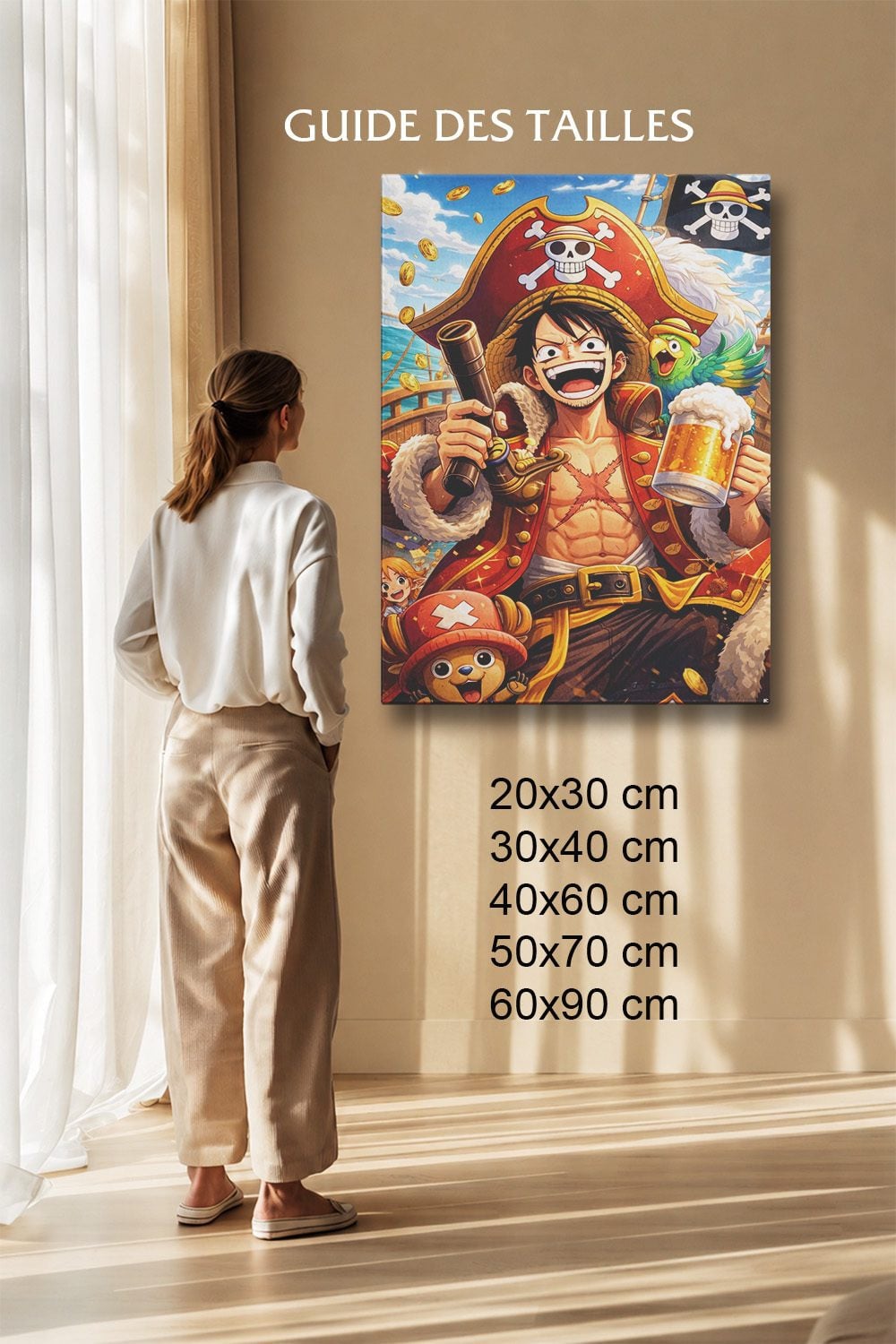 Tableau Manga Salon Luffy Roi des Pirates Chopper Bière