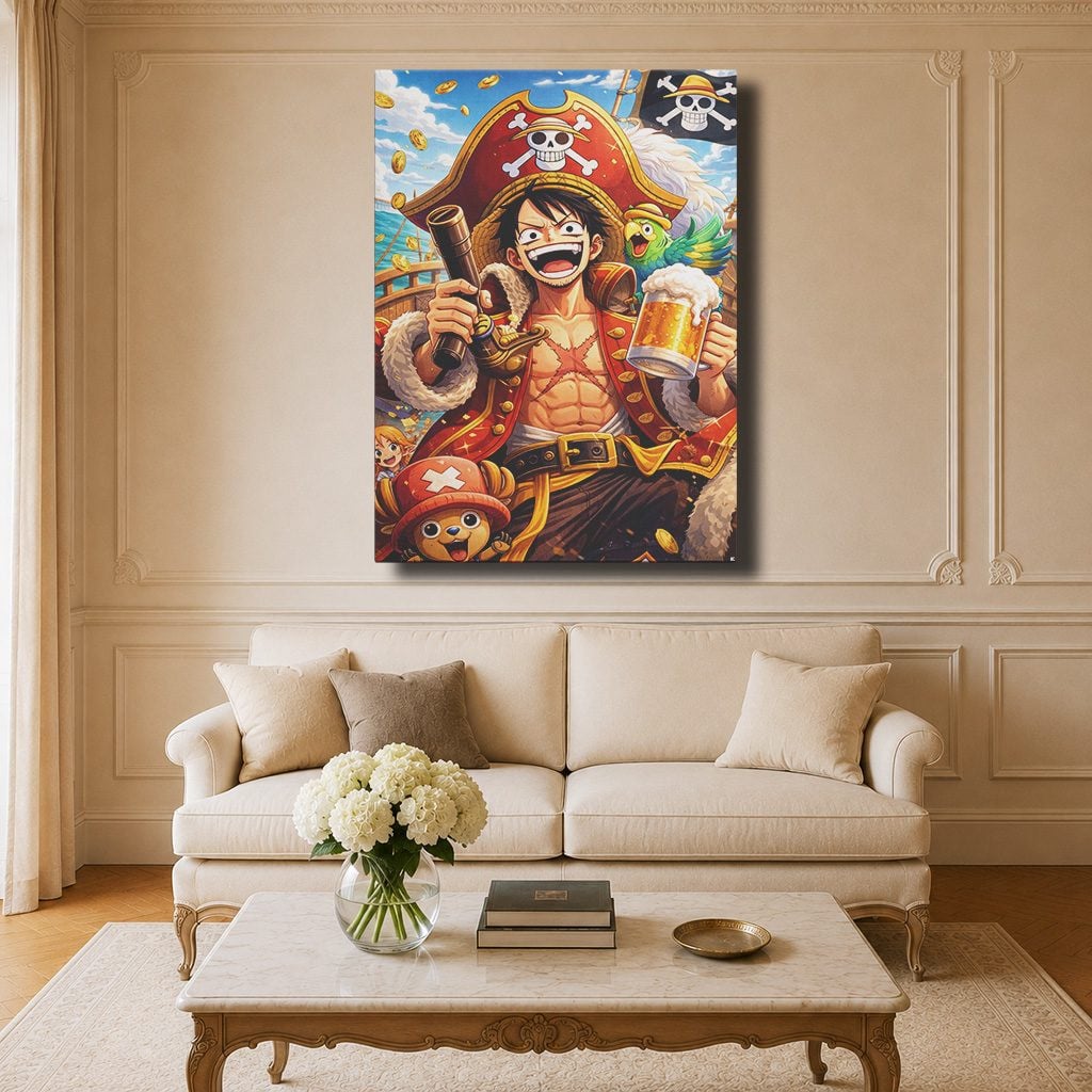 Tableau Manga Salon Luffy Roi des Pirates Chopper Bière