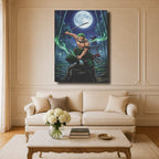 Tableau Manga Salon Zoro Trois Katanas Pagode Bambou
