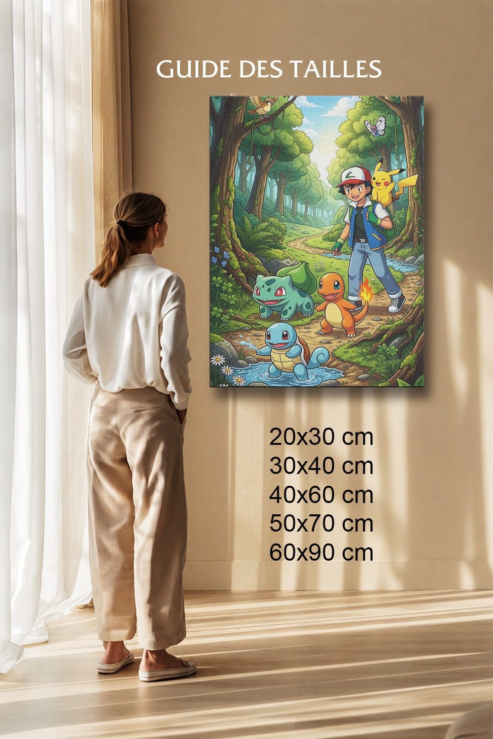 Tableau Anime Salon Sacha Starters Kanto Forêt Pokémon
