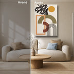 Tableau Abstrait Salon Pastel Minimaliste Feuille Monstera