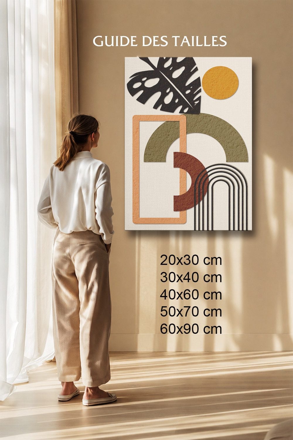 Tableau Abstrait Salon Pastel Minimaliste Feuille Monstera