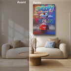 Tableau Cartoon Salon Snoopy Figurine 3D Lunettes Néon