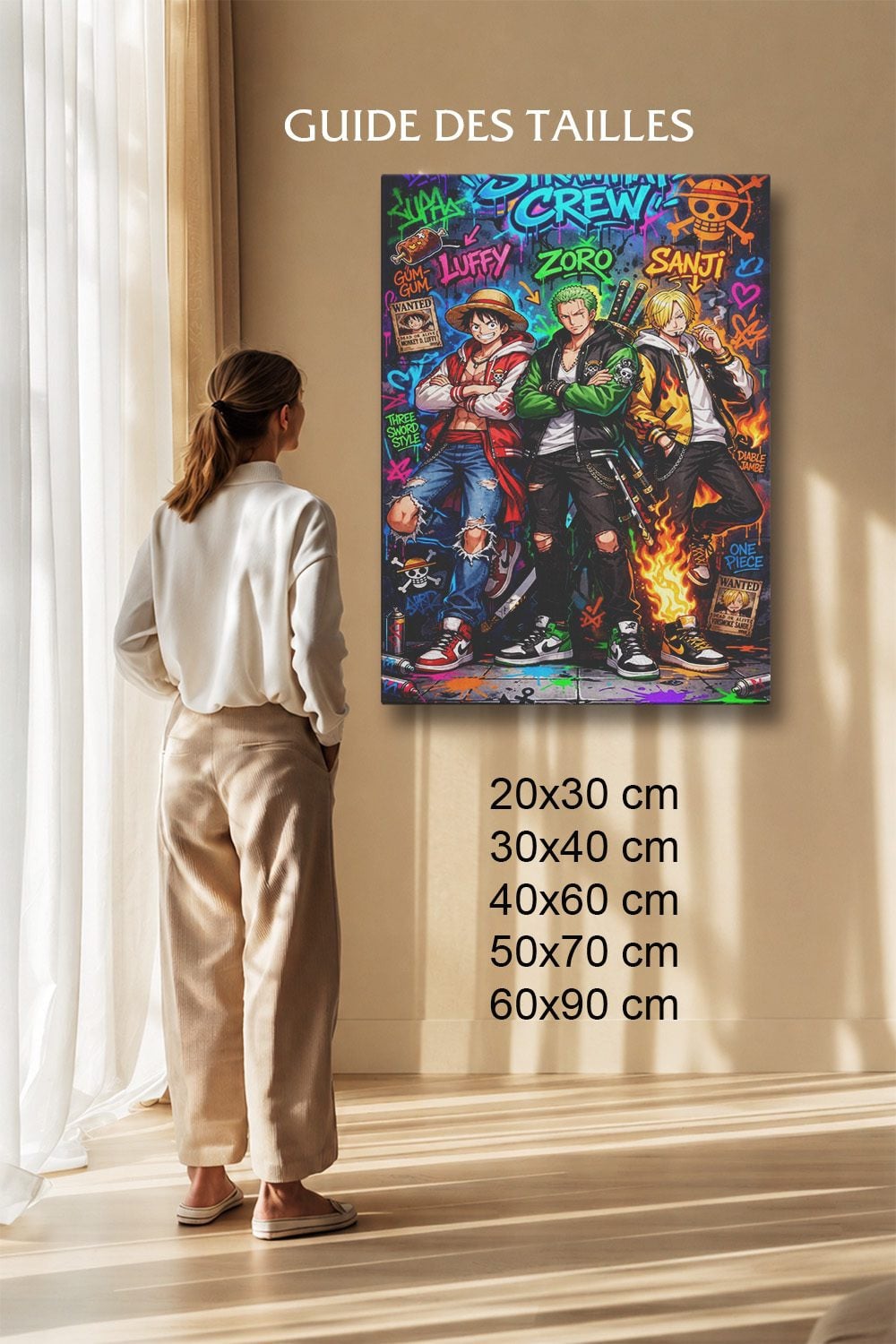 Tableau Manga Salon Équipage Chapeau de Paille Graffiti