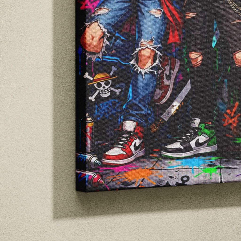 Tableau Manga Salon Équipage Chapeau de Paille Graffiti