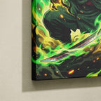 Tableau Manga Salon Zoro Trois Épées Flammes Vertes