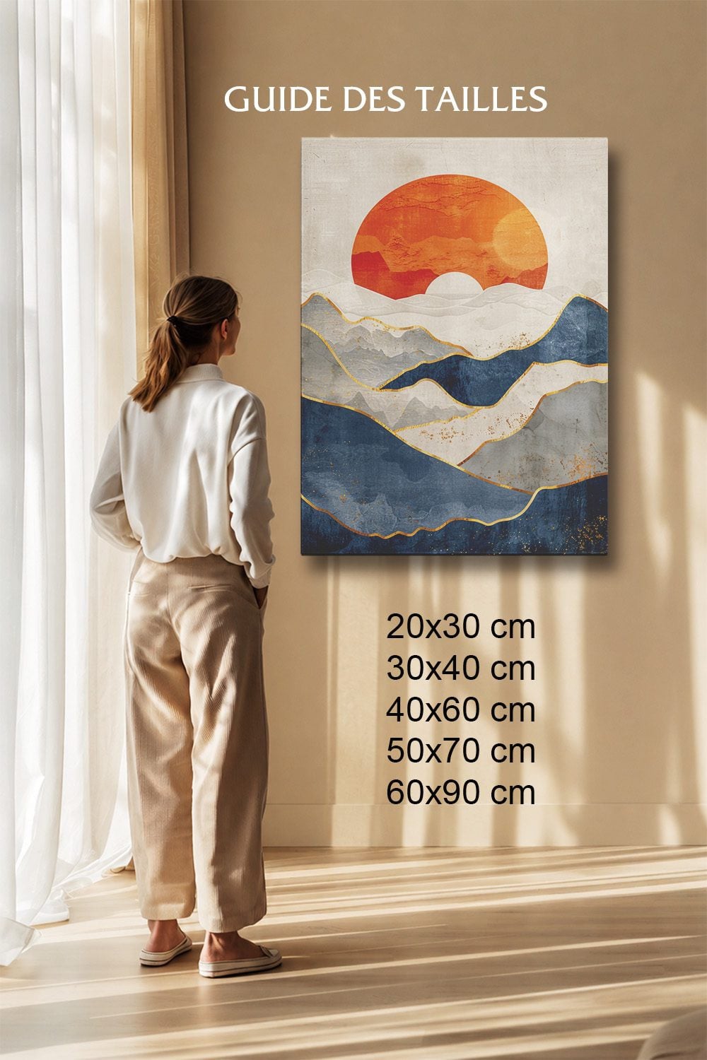 Tableau Paysage Salon Montagnes Soleil IA Poster