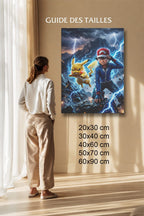 Tableau Anime Salon Sacha Pikachu Tempête Éclairs Montagne